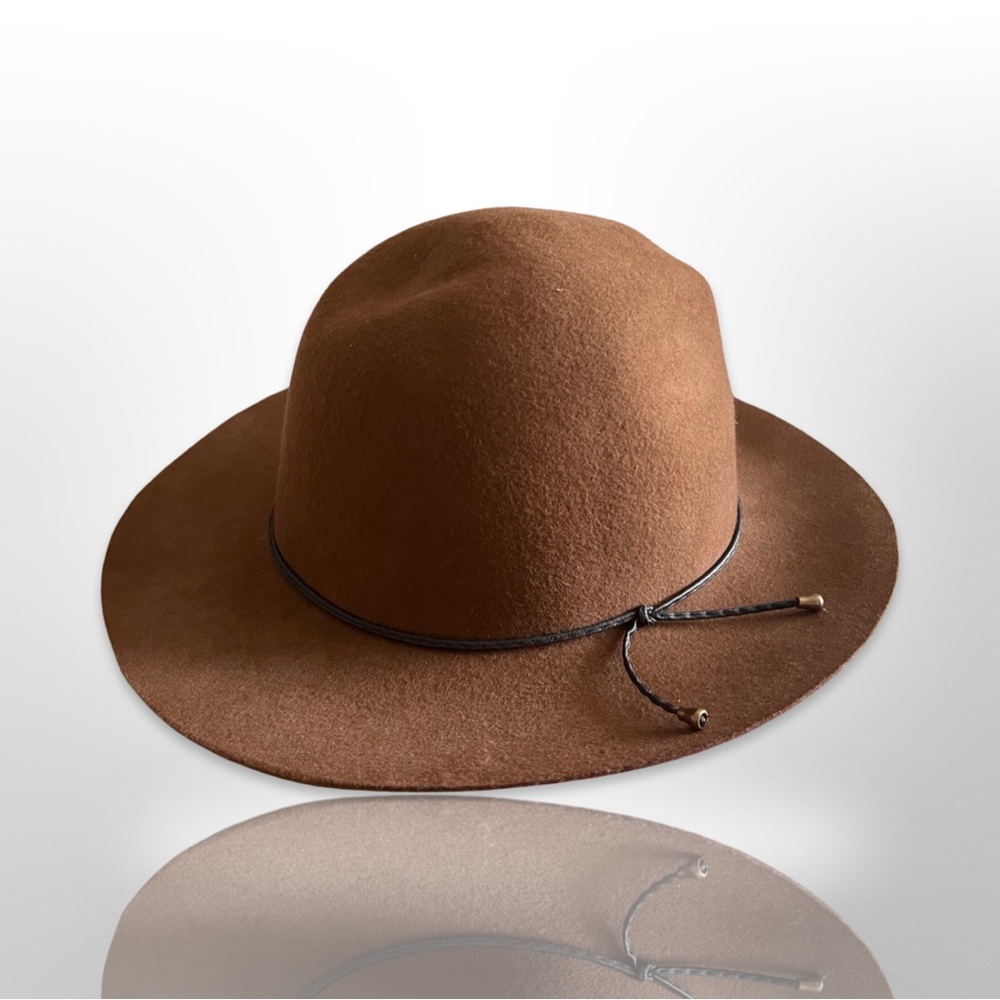 APT 9 Woman's Banded Floppy Fedora Felt Hat Pecan Tan Brown 100% Wool.